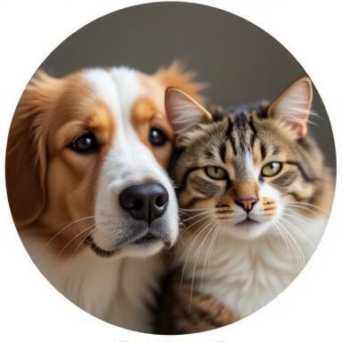 Portrait d'un chien et d'un chat complices à Paris.